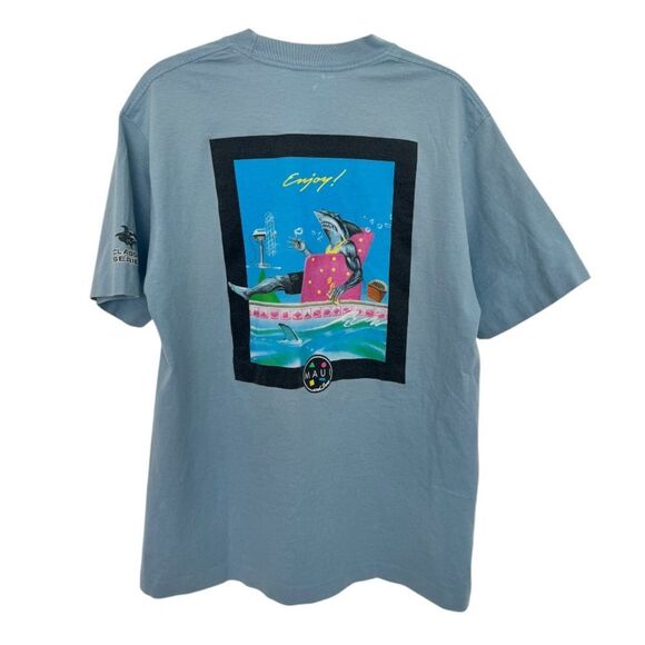 Maui & Sons SZ M Vintage blue shark surf t-shirt - Picture 2 of 3